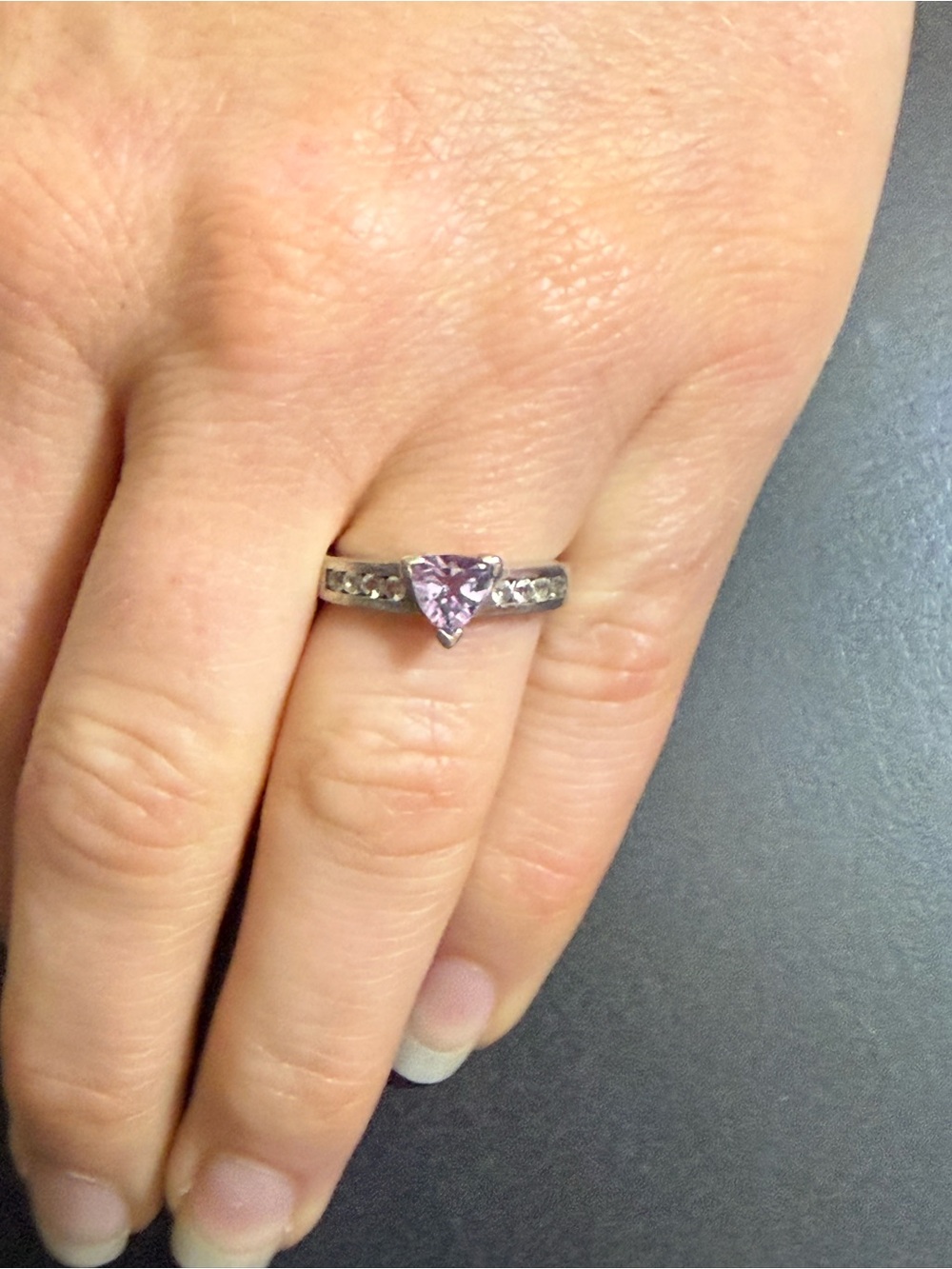 Sterling Silver Nickel Free Amethyst and White Topaz Ring